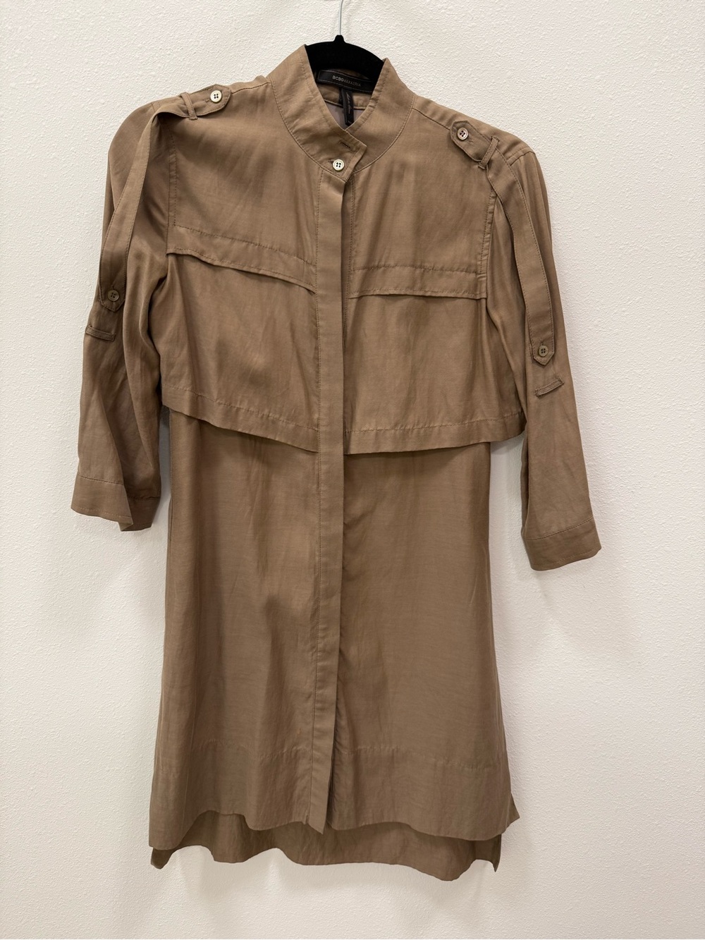 BCBGMaxAzria Taupe Utility Trench Coat